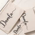 Kişiye Özel Sade İsim Model Clutch, Kanvas Defter ve Kitap Ayracı Seti