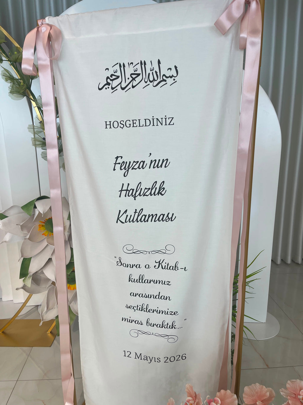 Kumaş Karşılama Panosu (Besmele Desenli)
